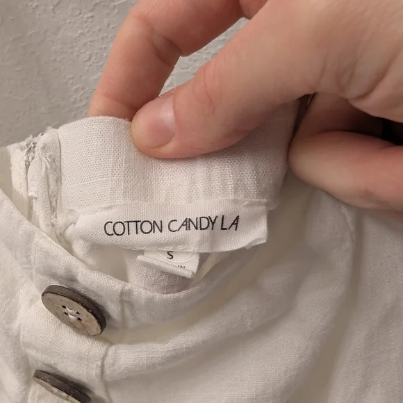 Women's White Jumpsuit with Button Detail - Picture 2 of 9